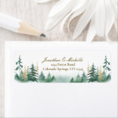 Étiquette Aquarelle vert or Pins de Bois Arbres (En situation)
