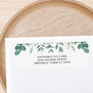 Étiquette Aquarelle verte Adresse de retour