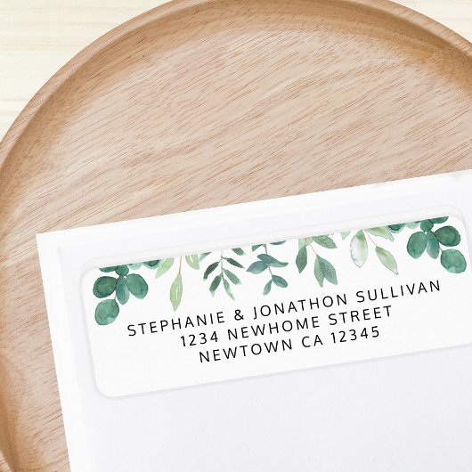 Étiquette Aquarelle verte Adresse de retour