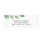 Étiquette Aquarelle verte Adresse de retour (Devant)