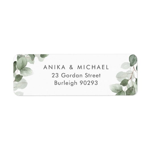 Étiquette Aquarelle verte moderne à feuilles vertes Adresse (Devant)