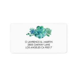 Étiquette Aquarelle verte Succulents