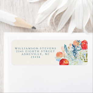 Étiquette Aquarelle vintage Florals Boho Mariage Adresse