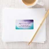 Étiquette Aquarelle violet et turquoise Personnalisée (En situation)