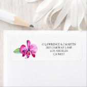 Étiquette Aquarelle violet orchidée Mariage floral (En situation)