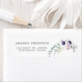 Étiquette Aquarelle violet poussiéreuse Floral (En situation)