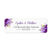 Étiquette Aquarelle violet violet violet Fleurs de peinture (Devant)