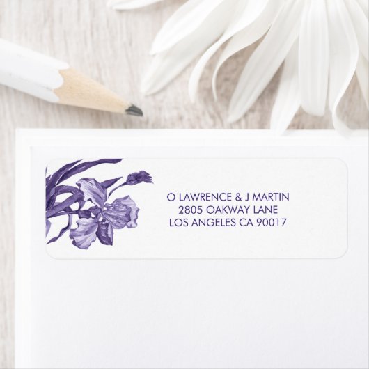 Étiquette Aquarelle violette Iris (En situation)