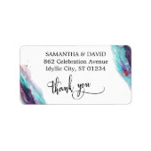 Étiquette Aquarelle violette rouge Aqua Artsy Abstrait (Devant)