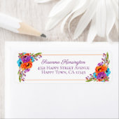 Étiquette Aquarelle violette Turquoise Orange (En situation)