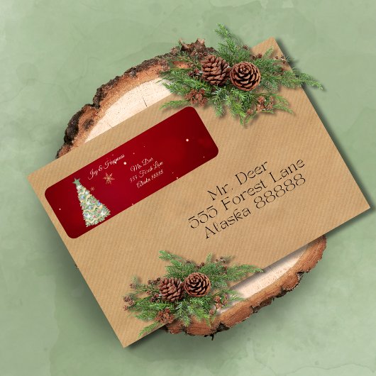 Étiquette Aquarelle Whimcial Christmas Tree