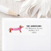 Étiquette Aquarelle Whimsical Cute Dachshund Adresse de reto (En situation)