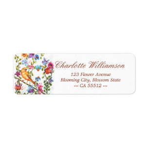Étiquette Aquarelle Whimsical Yellow Bird Adresse
