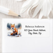 Étiquette Aquarelle Winter Fox Adresse de retour (En situation)