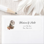 Étiquette Aquarelle Wolf hurlant à la lune Leaves d'automne (En situation)