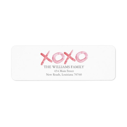 Étiquette Aquarelle XOXO Saint Valentin (Devant)