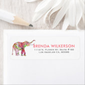 Étiquette Aquarelles colorées mignonnes Fleurs Eléphant (En situation)