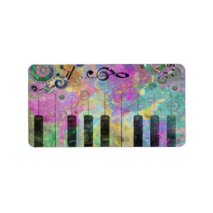 Étiquette Aquarelles cool éclabousser piano coloré