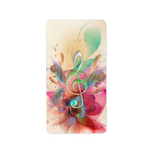 Étiquette aquarelles cool tonalités à clef triples notes d
