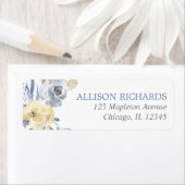 Étiquette Aquarelles fleuries bleues et jaunes (En situation)