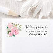 Étiquette Aquarelles florales rose vif (En situation)