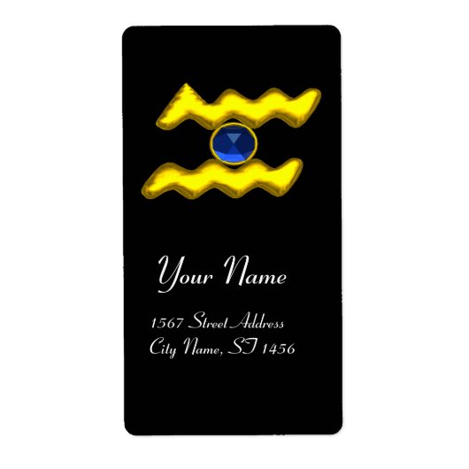 Étiquette AQUARIUS ZODIAC ANNIVERSAIRE Bleu Sapphire (Devant)