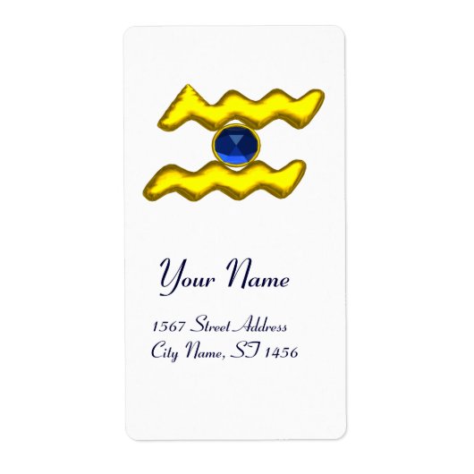 Étiquette AQUARIUS ZODIAC ANNIVERSAIRE Bleu Sapphire (Devant)