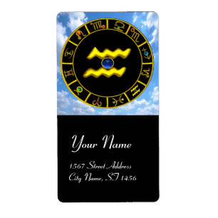 Étiquette AQUARIUS ZODIAC ANNIVERSAIRE JEWEL Blue Sapphire G