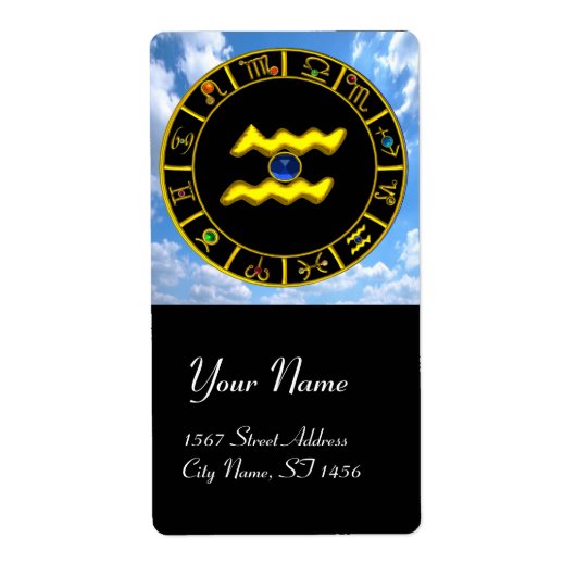 Étiquette AQUARIUS ZODIAC ANNIVERSAIRE JEWEL Blue Sapphire G (Devant)