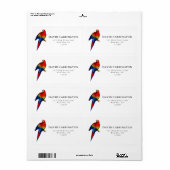 Étiquette Ara Macao Écarlate Oiseau Tropical Coloré de la Fo (Feuille entière)