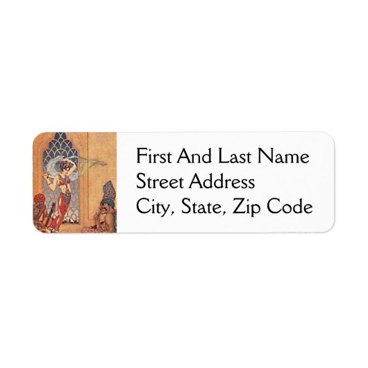 Étiquette Arabian Nights Exotic Belly Dancer avec Écharpes (Devant)