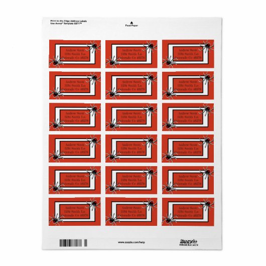 Étiquette Araignées (Feuille entière)