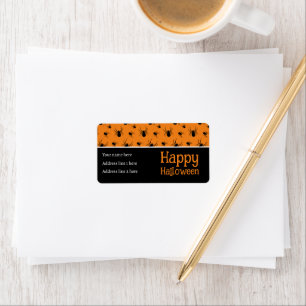 Étiquette Araignées motif Halloween Noir et Orange