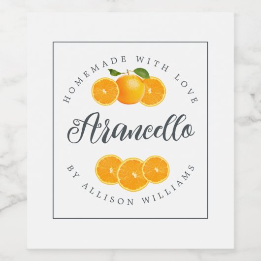 Étiquette Arancello sur mesure (Étiquettes simples)