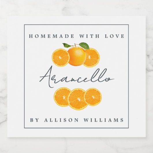 Étiquette Arancello sur mesure (Étiquettes simples)