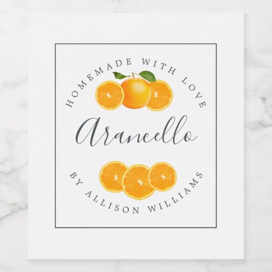 Étiquette Arancello sur mesure (Étiquettes simples)