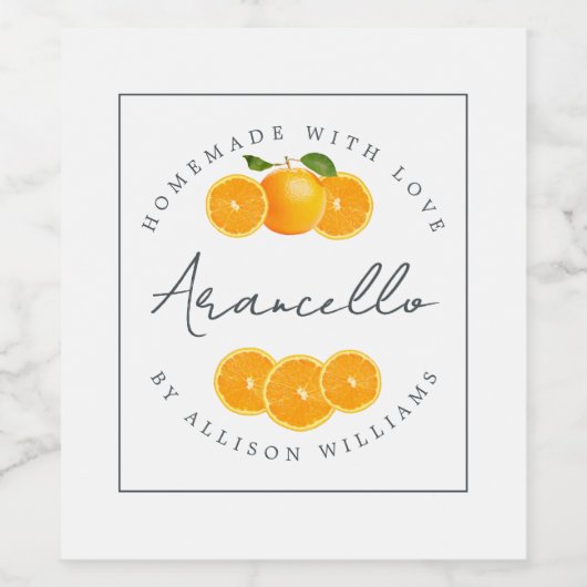 Étiquette Arancello sur mesure (Étiquettes simples)