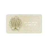 Étiquette Arbre à bille d'or sur pierre avec points Enregist (Devant)