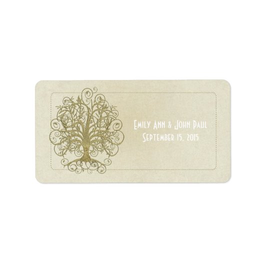 Étiquette Arbre à bille d'or sur pierre avec points Enregist (Devant)