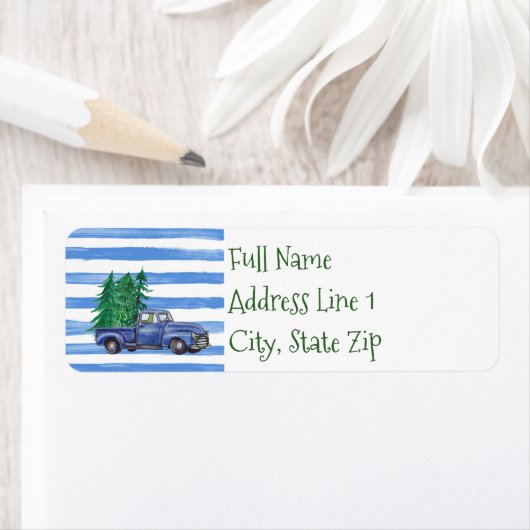 Étiquette Arbre à camionnette bleu Thème (En situation)