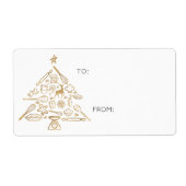 Étiquette Arbre à pâtisserie de Noël Or à et de vacances (Devant)