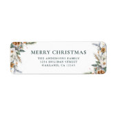 Étiquette Arbre à pin élégant et moderne | Noël vert foncé (Devant)