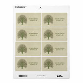 Étiquette Arbre à tourbillon d'olive sur étoiles à grain de (Feuille entière)