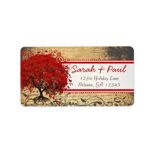 Étiquette Arbre aux feuilles en forme de cœur fantaisiste mi (Devant)