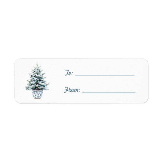 Étiquette Arbre Bleu de Noël (Devant)