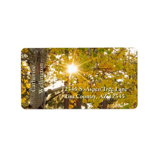Étiquette Arbre D'Aspen Avec Feuillage De Chute Jaune Et Écl (Devant)