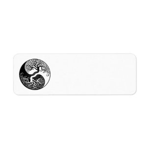 Étiquette Arbre de la vie blanc et noir Yin Yang