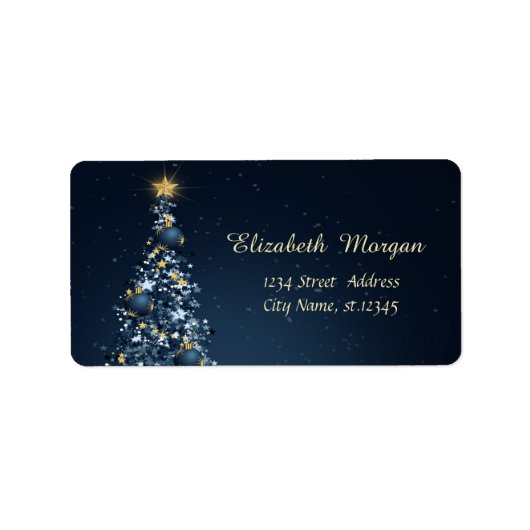 Étiquette Arbre de Noël Bleu, Fête des Ornements (Devant)