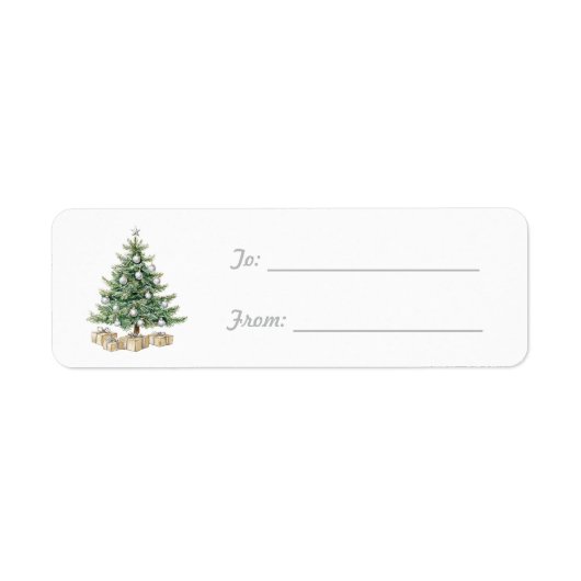 Étiquette Arbre de Noël Cadeaux Crème Argentée (Devant)