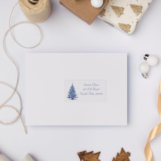 Étiquette Arbre de Noël dans Delft Blue personnalisable